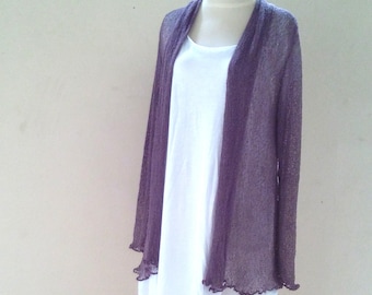 Cárdigan de mujer, morado ciruela, cuello chal, DUSTY PLUM, cárdigan elástico, blazer de punto de manga larga, chaqueta de punto fino, talla única, prendas de punto para mujer