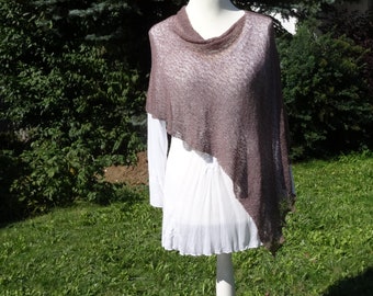 Women's Poncho DUSTY MAUVE, Knit poncho Accessory Cape Shoulder Covering Lightweight Stretch Throw One Size Stole Accessory Handmade