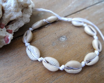 Anklet KAURI shells Boho Hippie Beach Chain unisex jewelry anklet handmade adjustable chain sliding knot festival chain handmade
