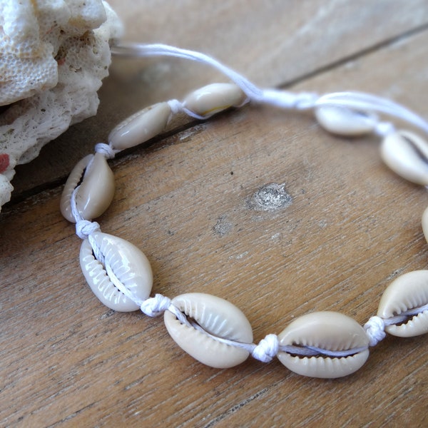 Anklet KAURI shells Boho Hippie Beach Chain unisex jewelry anklet handmade adjustable chain sliding knot festival chain handmade