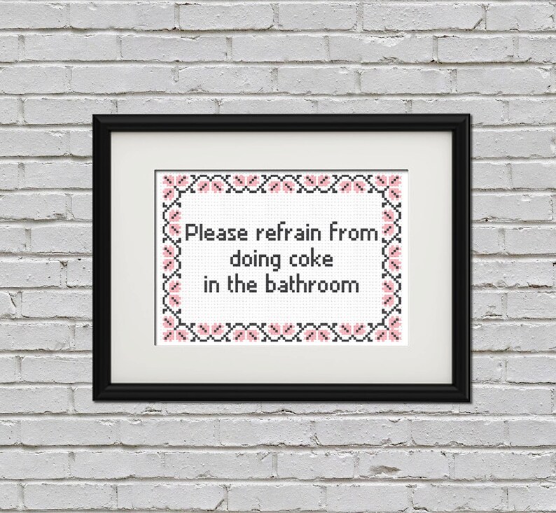 No coke in the bathroom cross stitch PDF pattern 