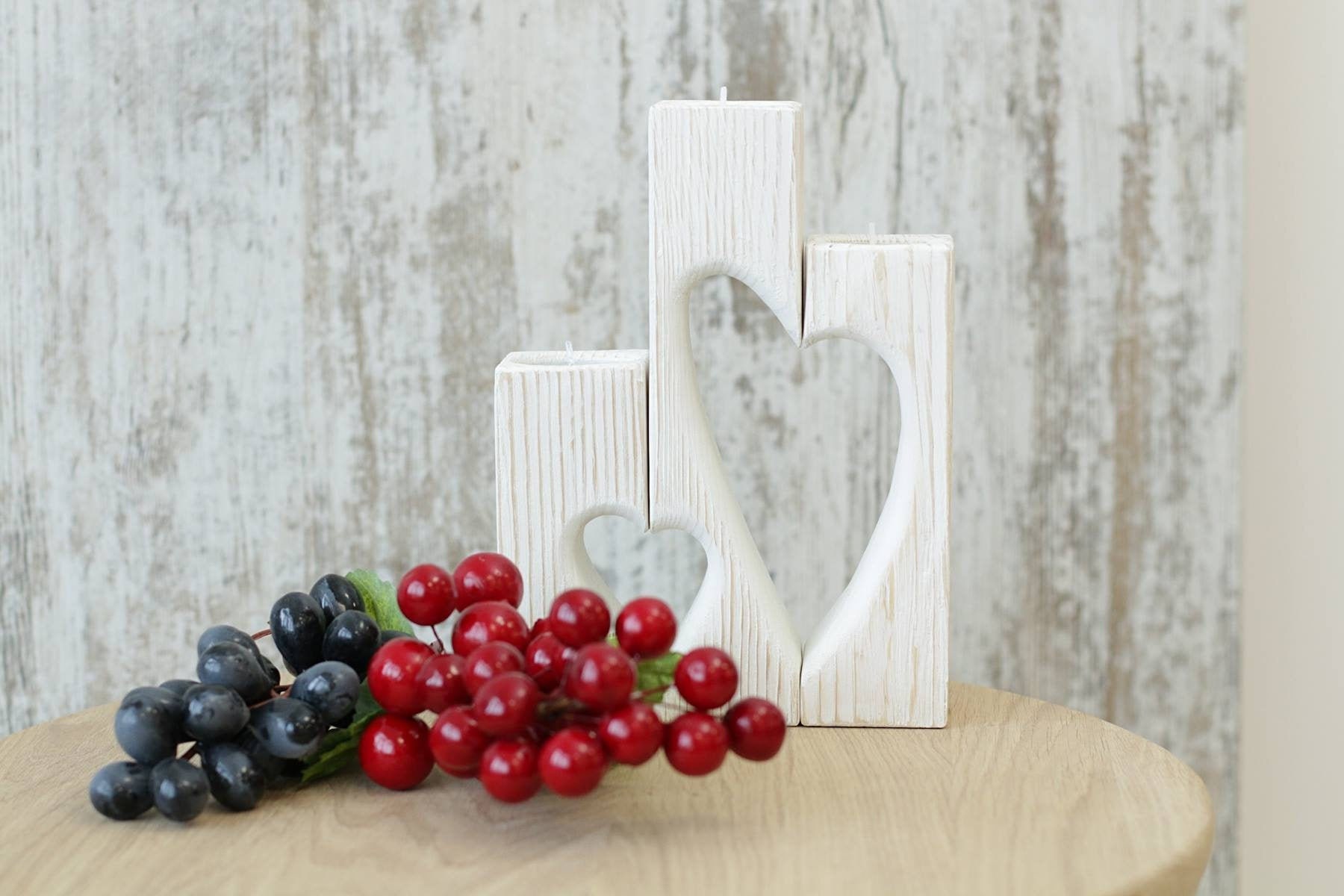 Set of 3 Candle Holder Wedding Candle Holders Rustic Decor Etsy