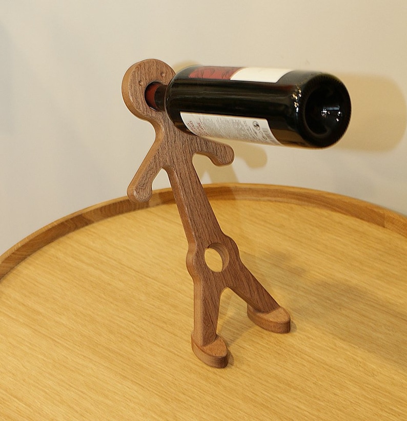 Wood Bottle Holder Balancing Wine Bottle Holder Rustic Etsy