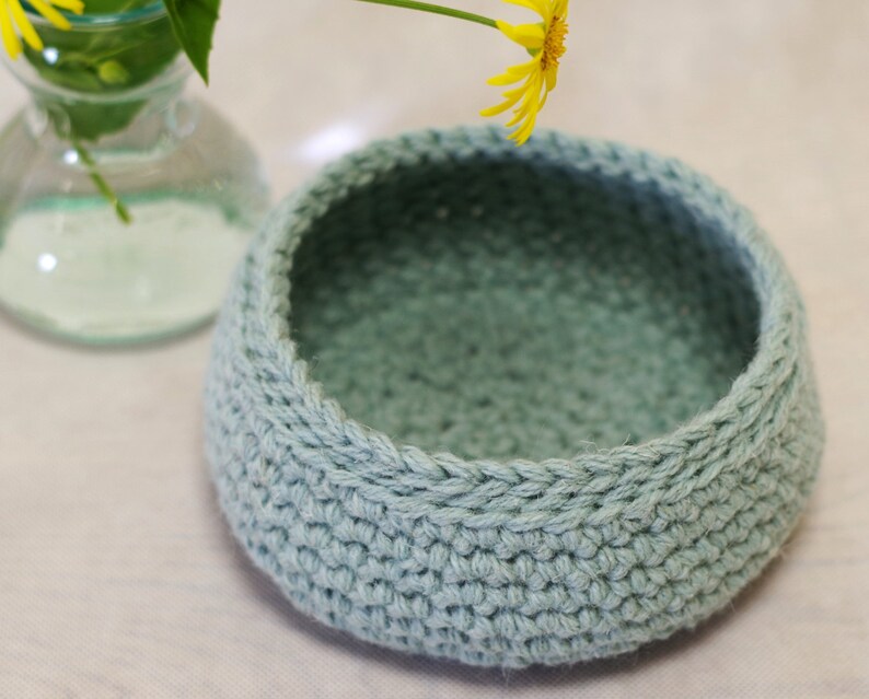 Crocheted wool Storage Basket aquamarine Basket Hand Etsy