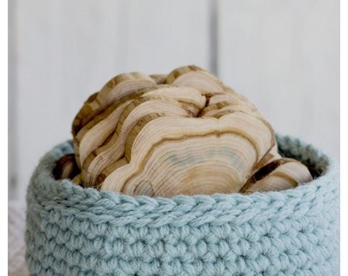 Crocheted Wool Storage Basket Aquamarine Basket Hand Etsy
