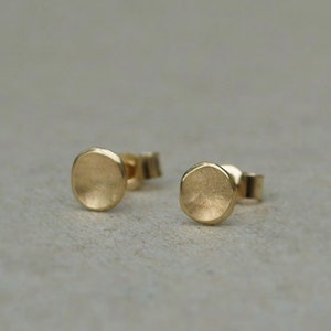 Handmade 9ct yellow gold tiny 4mm disc petal stud earrings - Also available in 9ct white and rose gold
