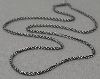 Oxidised or polished silver 2.5mm wide spiga chain - Men's jewellery