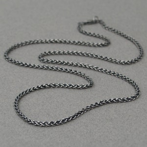 Oxidised or polished silver 2.5mm wide spiga chain Men's jewellery image 1