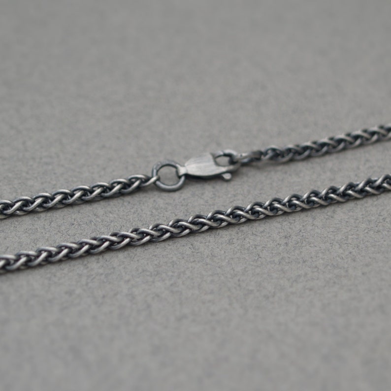 Oxidised or polished silver 2.5mm wide spiga chain Men's jewellery image 2