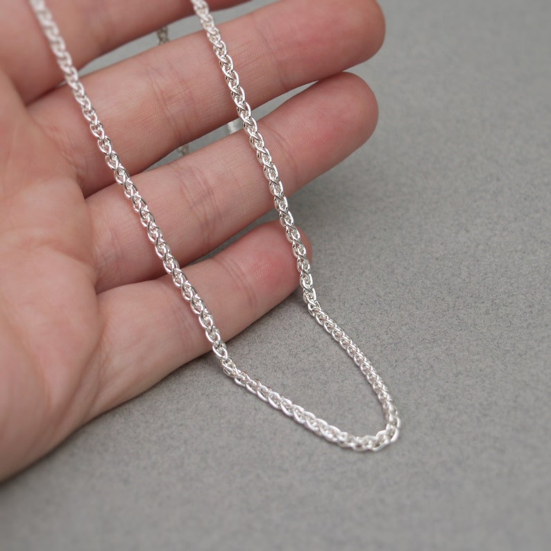 Oxidised or polished silver 2.5mm wide spiga chain Men's jewellery image 4
