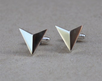 Polished solid silver heavy large arrow cufflinks - Men's jewellery - Only one pair available