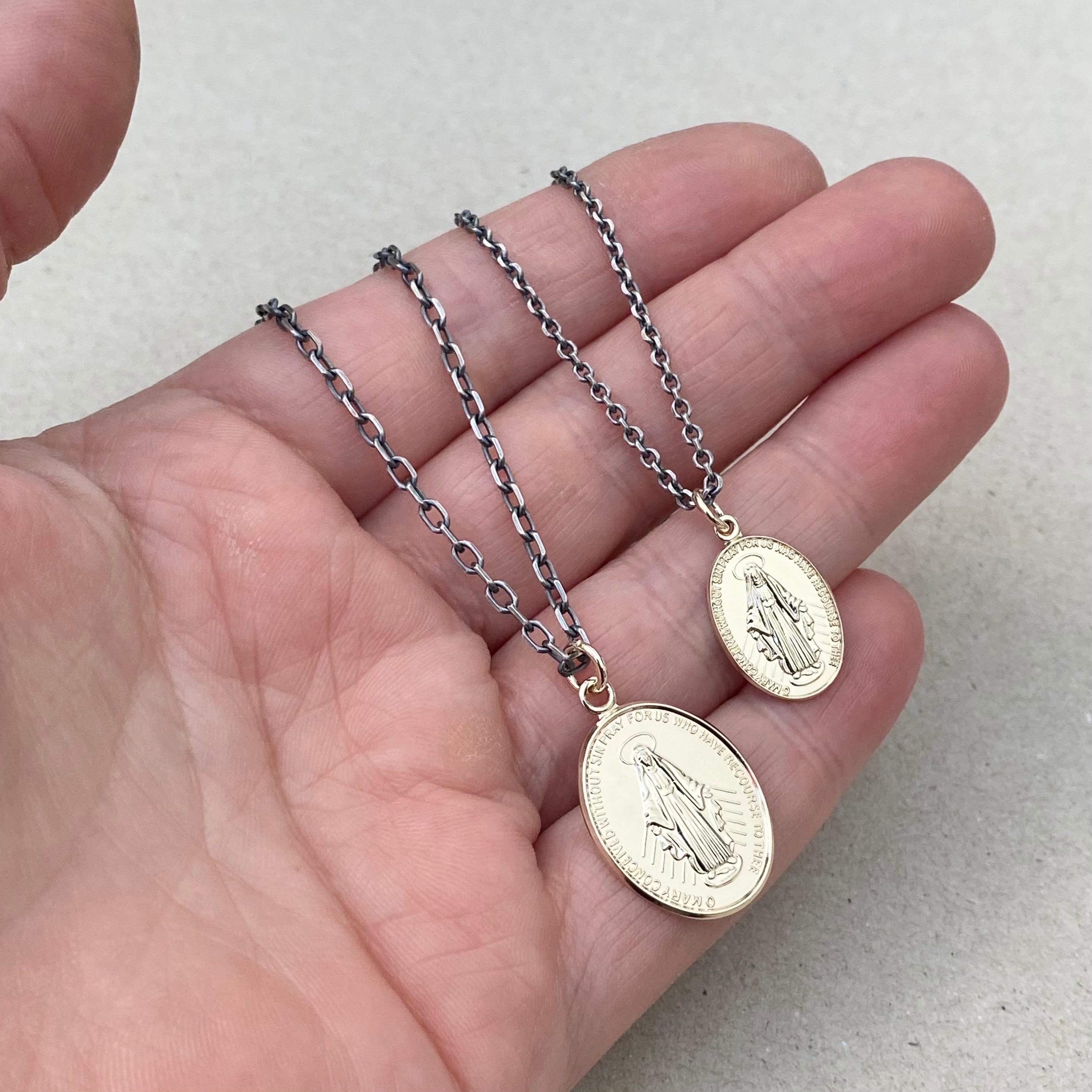 9ct gold miraculous clearance medal and chain
