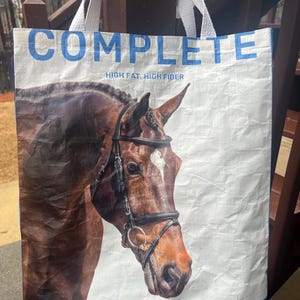Grocery Bag, Tote Bag, Repurposed, Recycled Feed Bag, Horse