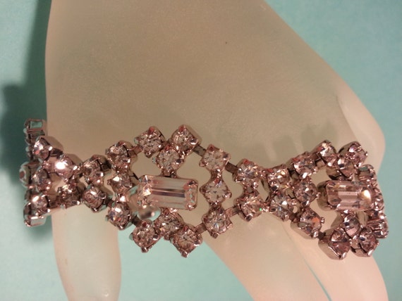 Vintage Costume Signed WARNER Link Rhinestone Bra… - image 2