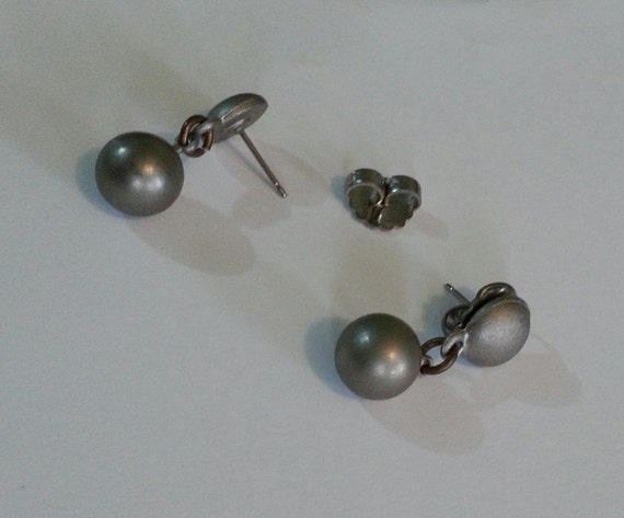 Vintage Titanium Dangle Stud Push-Back Earring - image 3