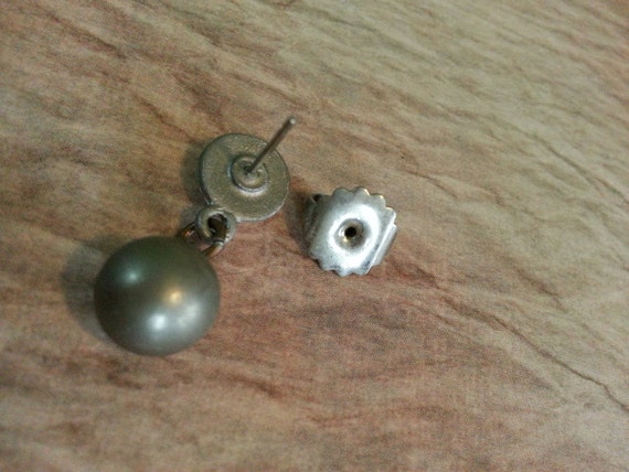 Vintage Titanium Dangle Stud Push-Back Earring - image 2