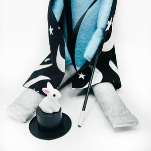 Elf Magician Prop Magic Cape For 12&quot; Dolls Miniature Bunny Rabbit Magic Wand Mini Black Hat