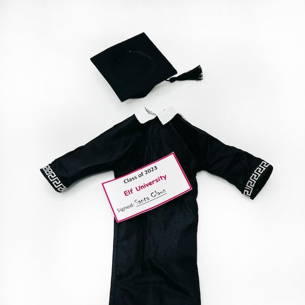 NEW!! Elf Graduation Gown And Hat Fits 12" Dolls Christmas Elf Doll Clothes Miniature Diploma