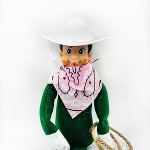 NEU! Elfe Cowgirl Set Puppe weiß Cowboy Hut Miniatur Bandana