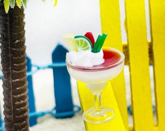 Miniature 1:12 Scale Fruity Frozen Margarita Cocktail Drinks  Dollhouse Accessory Diorama Resin Drinks