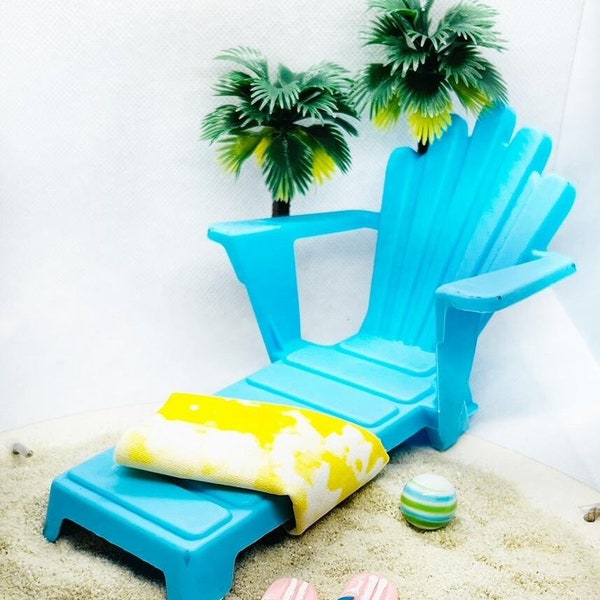 Miniature Elf Prop Beach Scene Dollhouse Accessory 12" Doll Mini Beach Chair Mini Palm Trees Beach Balls