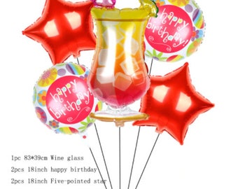 Birthday Cocktail Balloons: Party Decoration Set