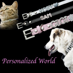 Custom Dog Collar: Personalized Faux Leather Pet Collar with Charms