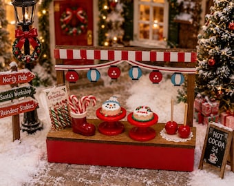 Dollhouse Christmas Display Stand - Miniature Holiday Peppermints