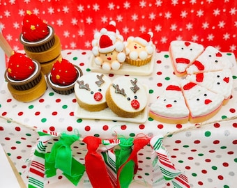 Miniature Christmas Treats: Resin Santa Cake, Reindeer Cookies (1∶3 Scale)
