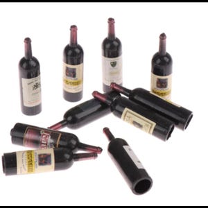 Miniature Wine Bottles Dollhouse 1:6 Scale 5 Piece Or 10 Piece