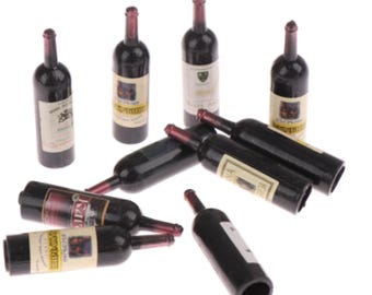 Accessoires Maison de Poupée 1/12, 10 Pièces, Bouteilles de Vin Miniatures Accessoires Maison de Poupée 1/12, 10 Pièces, Bouteilles de Vin Miniatures