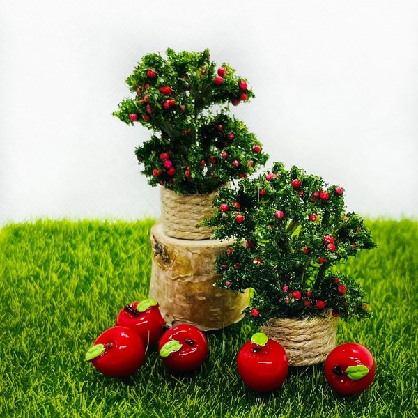 Miniature Apple Tree, Dollhouse Accessory, Elf Prop, Outdoor Decor For Dolls Miniature Plants Shrubs Fruit Trees