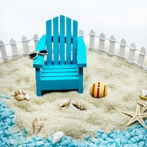 Miniature Beach Scene Fairy Garden Terrarium Diorama Mini Adirondack Beach Chair Dollhouse Accessories Miniature Furniture