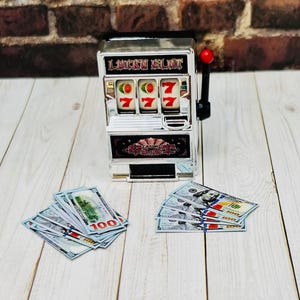Elf Props Miniature Slot Machine Miniature Money 12&quot; Doll Accessory Funny Gambling Machine