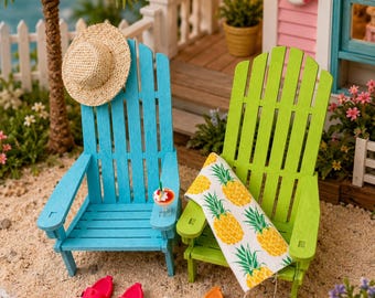 1:6 Massstab Holz Adirondack Stühle; Miniatur Puppe Strandkorb