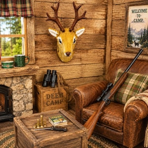 Miniature Mounted Deer Head: Elf Doll, Dollhouse Accessories