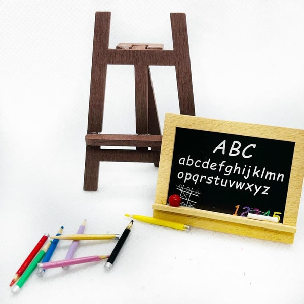 Elf Prop School Chalkboard Easel Dollhouse Accessory Miniature Furniture Craft Supplies Terrariums1:6 Scale