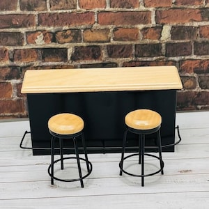 Bar in miniatura per casa delle bambole con sgabelli: set da bar moderno in stile diorama