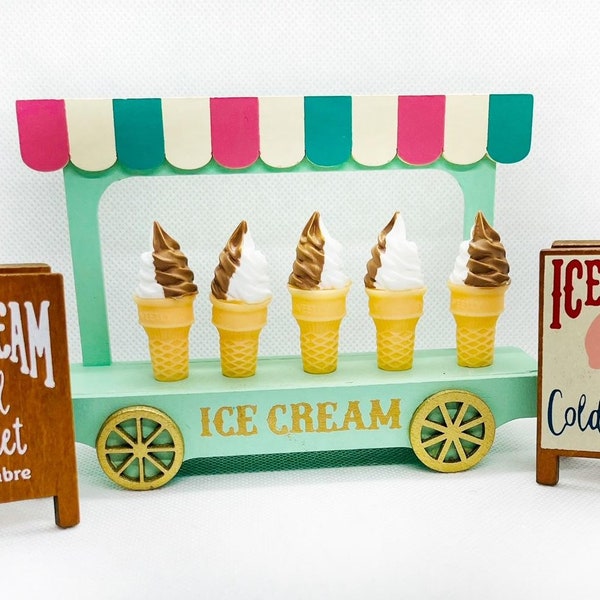Ice Cream Cone For Elf Dolls 12" Doll Sweets 1:6 Scale Dollhouse Food Ice Cream Truck Miniature Food Cabochons