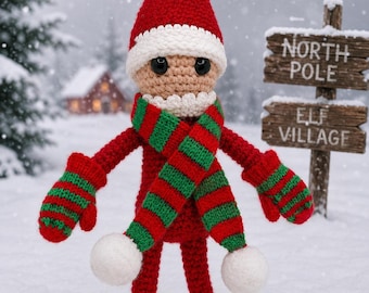Knit Scarf and Gloves Set: Plush Elf Accessory, 12" Doll Clothes