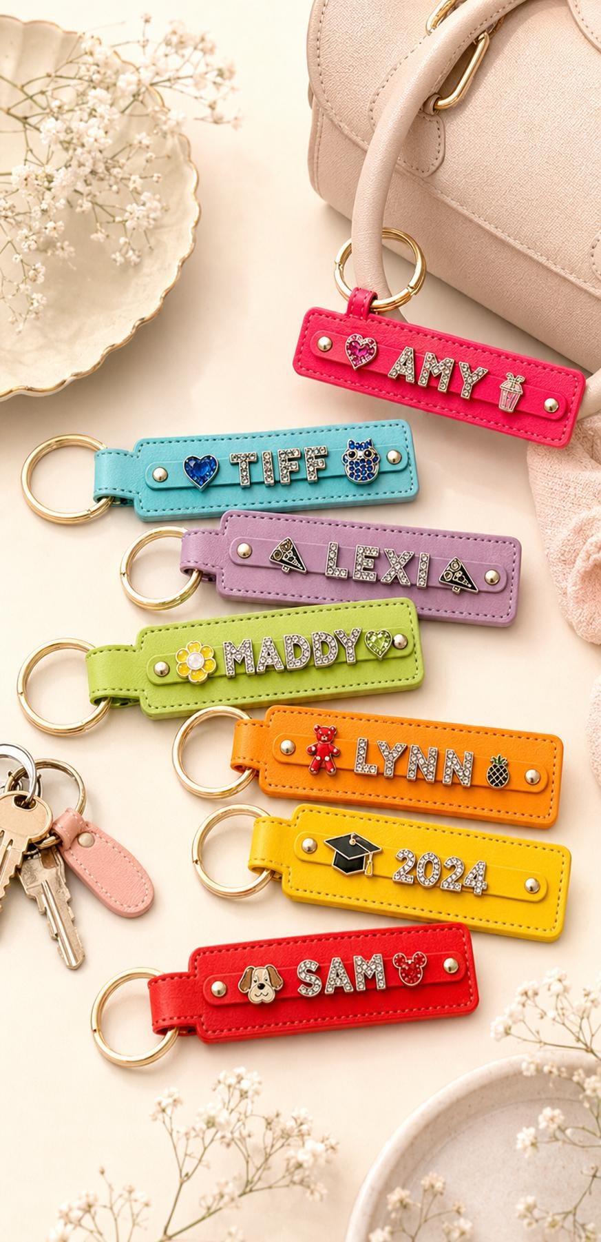 Personalized Keychains: Custom Name Purse Charms
