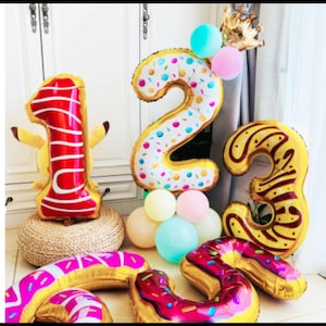 Giant Number Balloons / Donut Themed Balloons / Sweet 16 / 32&quot; Giant Mylar Balloons