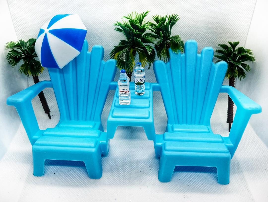 Miniature Elf Beach Accessory Mini Beach Chair Umbrella Dollhouse