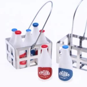 Miniature Crate of Milk Bottles Dollhouse Milk Delivery Elf Prop