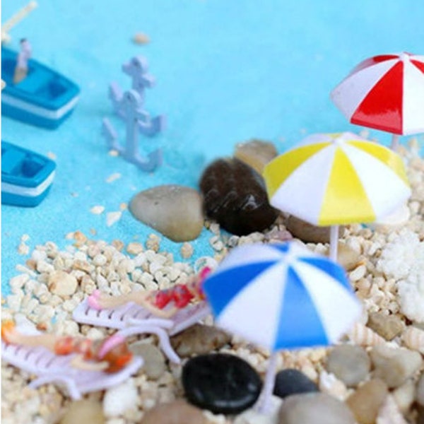 Miniature Dollhouse Props Beach Accessory Beach Chair Umbrella Dollhouse Miniature Furniture