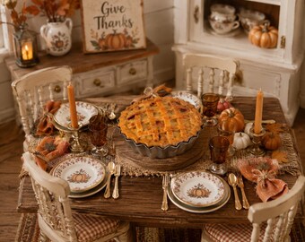 1:6 Scale Miniature Apple Pie, Dollhouse Desserts