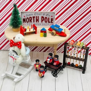 Dollhouse Christmas Toys Miniature Santa Workshop Retro Doll Toys