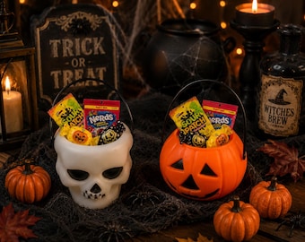 Miniature Halloween Candy Bucket: Doll Elf Prop, Trick-Or-Treat Pumpkin