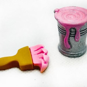 Elf Prop Paint Can Dollhouse Paint Brush Accessory Miniature Paint Bucket DIY Cabochons Terrarium Elf Prop