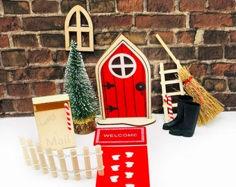 Fairy Garden Door Scene: 14 pc Miniature Winter Terrarium Set